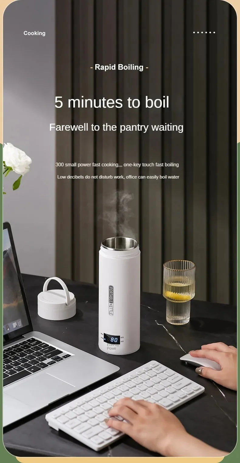 500ML Electric Kettle – Portable Tea & Coffee Travel Bottle with LED Display