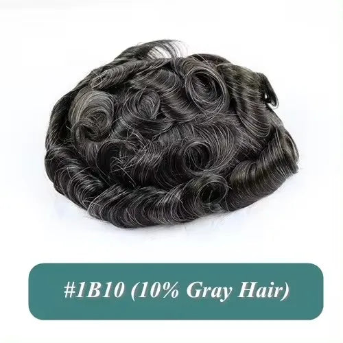 Men's Human Hair Toupee Wig – 30mm Wave, Natural Straight, 0.1mm PU Base