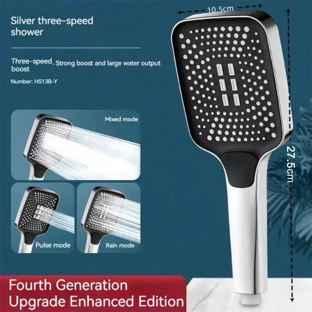 Adjustable 3-Mode Rainfall Shower Head | High-Pressure Water-Saving Handheld Shower – Gold Finish
