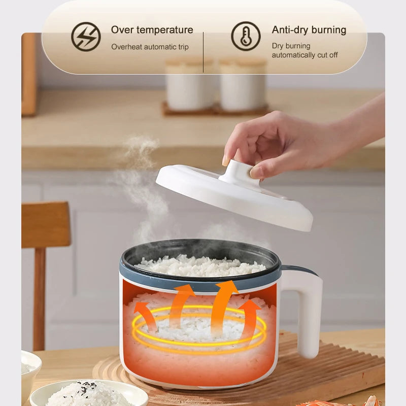 Smart Mini Electric Rice Cooker (0.8L) — Compact MultiCooker for 1–2 People, Non-Stick & Auto Shut-Off