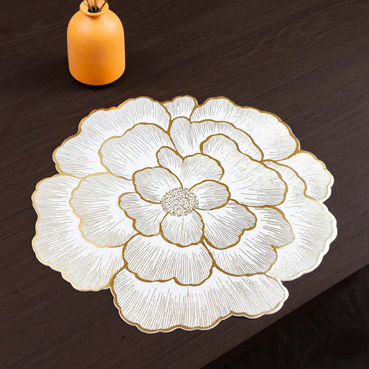 PVC Floral Placemat – Elegant Heat-Resistant Table Mat for Dining & Home Decor