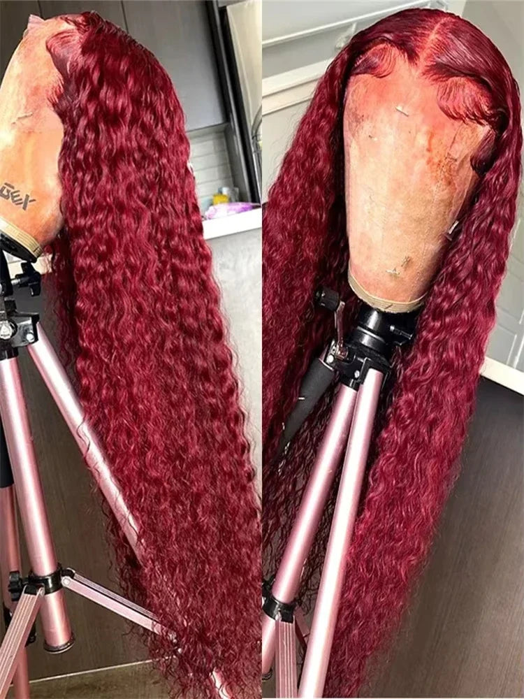 99J Burgundy Deep Curly 13x6 HD Lace Front Human Hair Wig