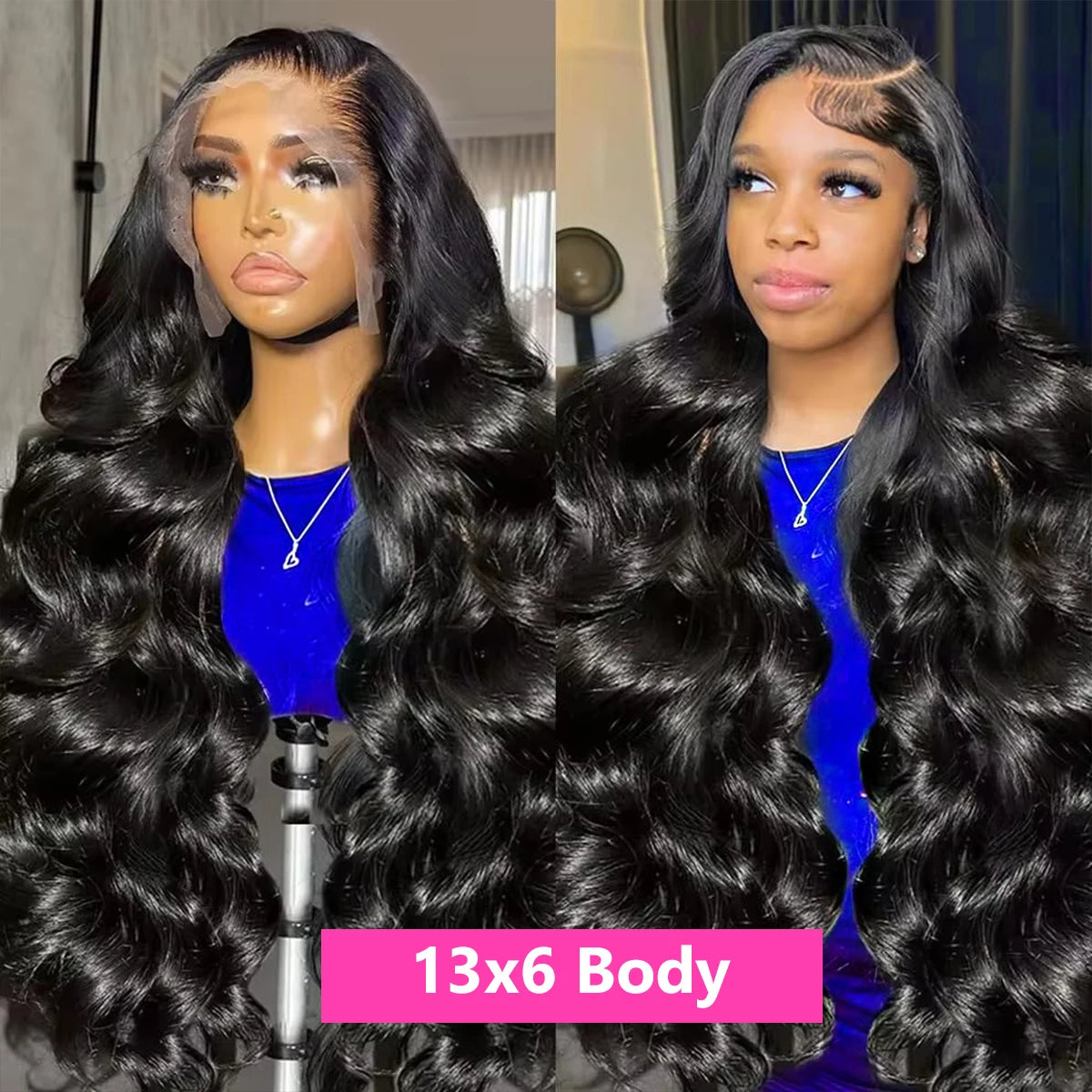 Bling Hair Body Wave 13x6 Lace Front Human Hair Wig (13x4 Option, Transparent Lace, 30–32 Inch, 180% Density)