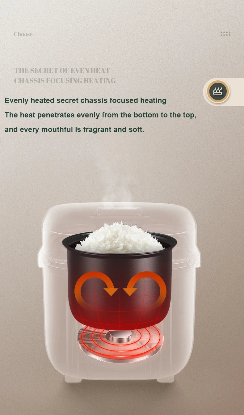 Mini Rice Cooker 1.2L – Compact Electric Steamer for 1–2 People