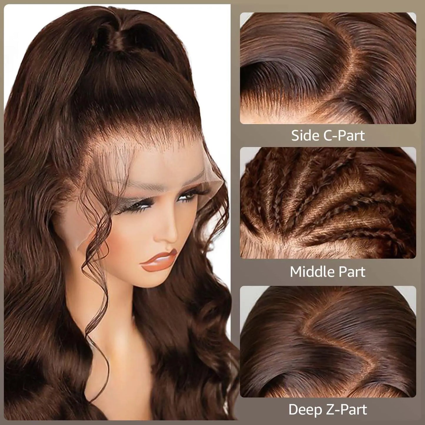 Chocolate Brown 13x4 Body Wave Transparent Lace Front Human Hair Wig – Pre-Plucked, 200% Density, 30 Inch