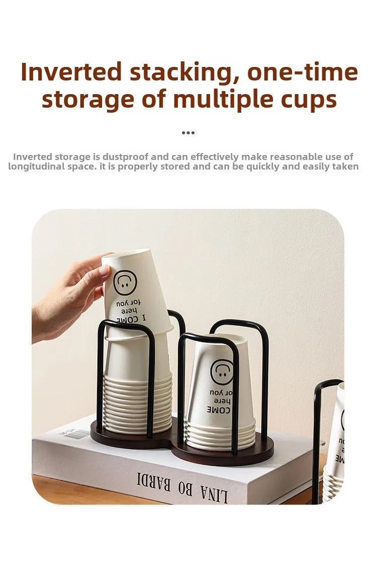 Wooden Disposable Cup Holder – Tea & Water Cup Dispenser Rack Organizer