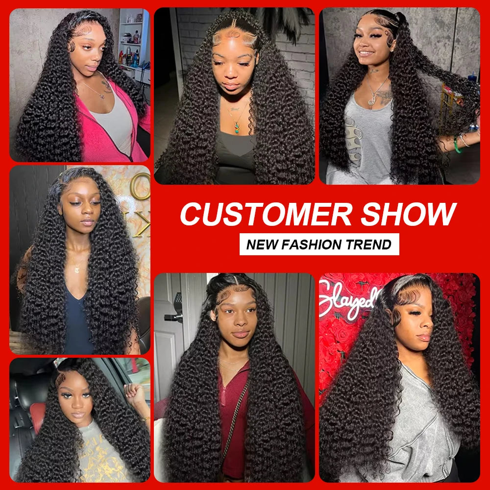 40 & 46 Inch Water Wave Deep Wave Lace Front Wig – 13x6 HD Lace, 7x5 Glueless, 300% Density