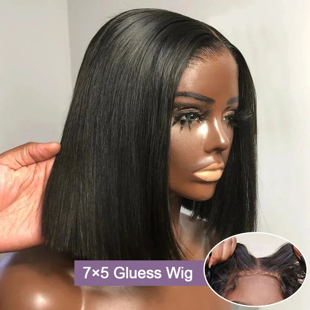 Wear & Go Glueless 13x6 HD Lace Front Short Bob Wig (Vietnamese Remy, Multi-Parting, Pre-Plucked)