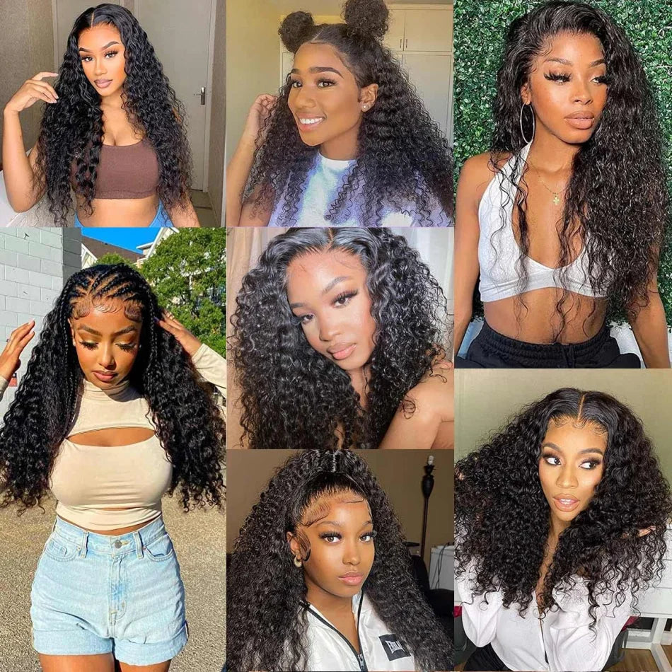 Frolo 360 Full Lace Invisible Drawstring Deep Wave Curly Human Hair Wig (13x4 HD Lace, 220 Density, Brazilian Remy)