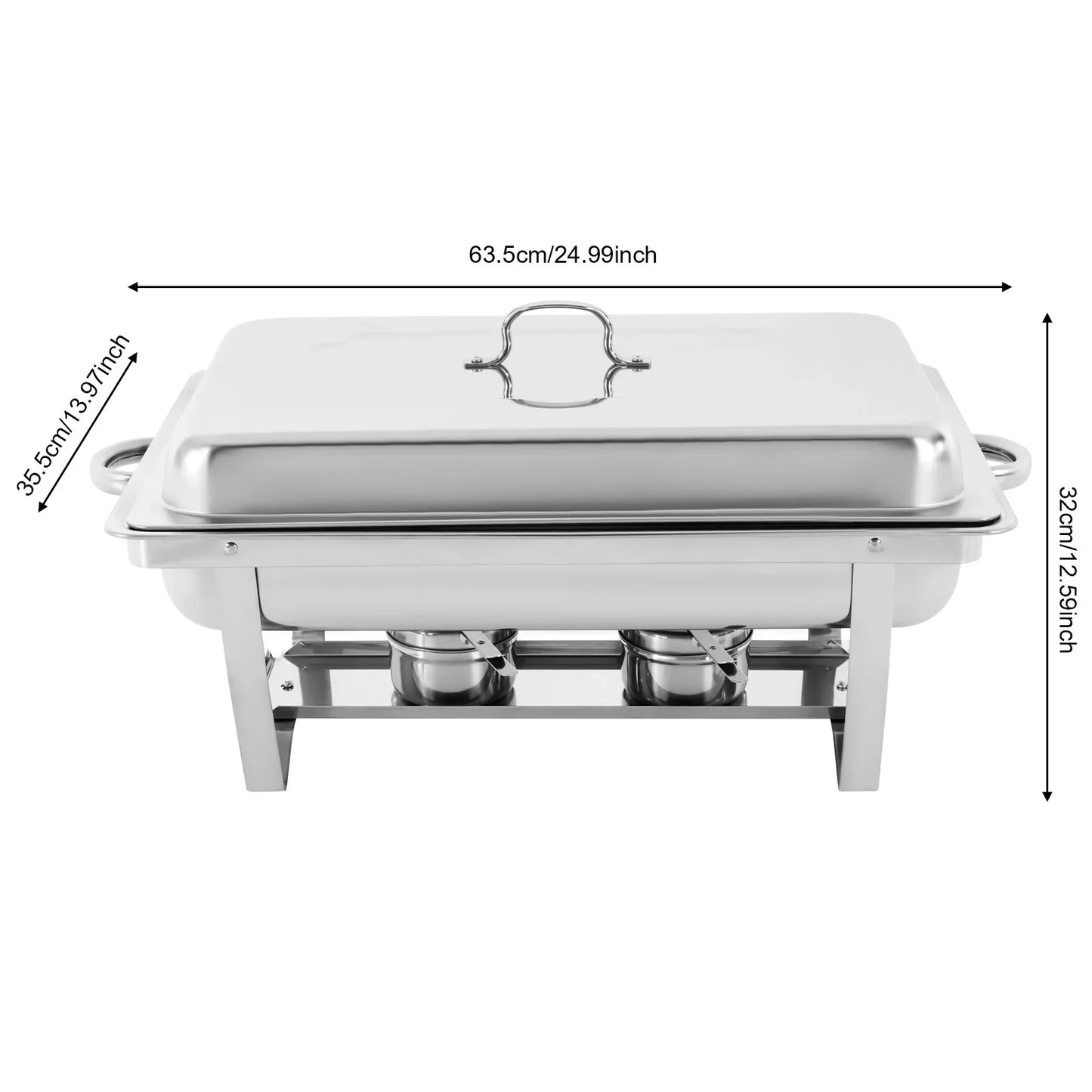 3-Compartment Chafing Dish Buffet Set | Stainless Steel Food Warmer with Lid & Heating Tray – 2.5L Each