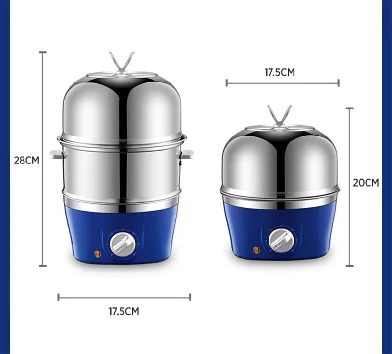 Electric Double-Layer Egg Cooker – Stainless Steel Egg Boiler Steamer