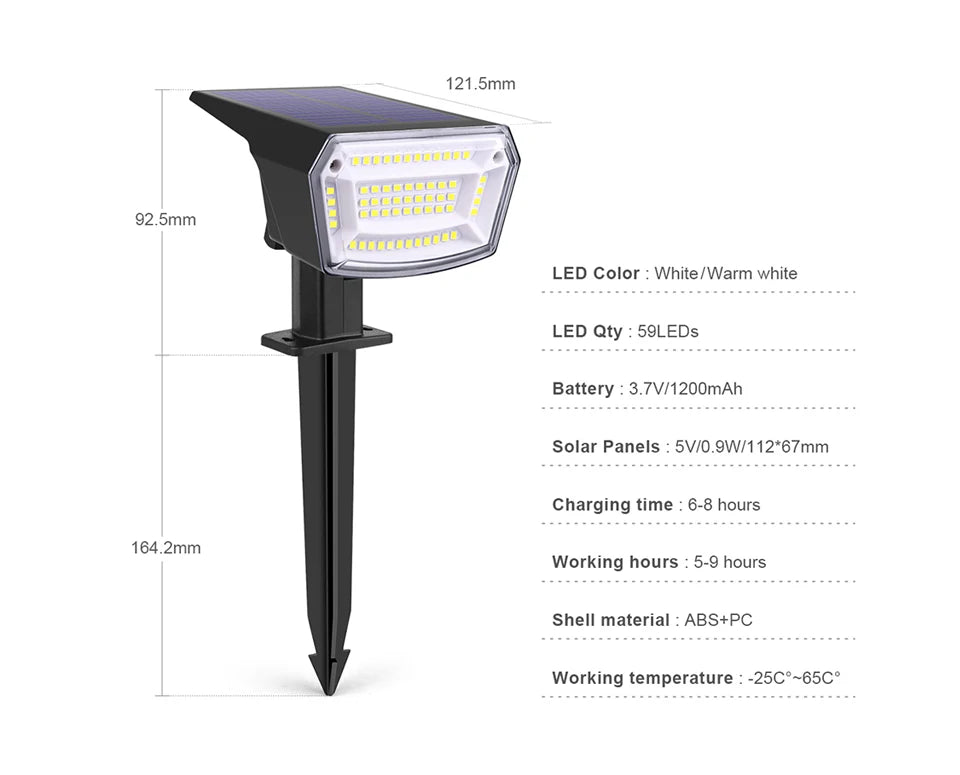 1200mAh Solar Floodlight – Waterproof LED Garden Spotlight with Long Battery Life