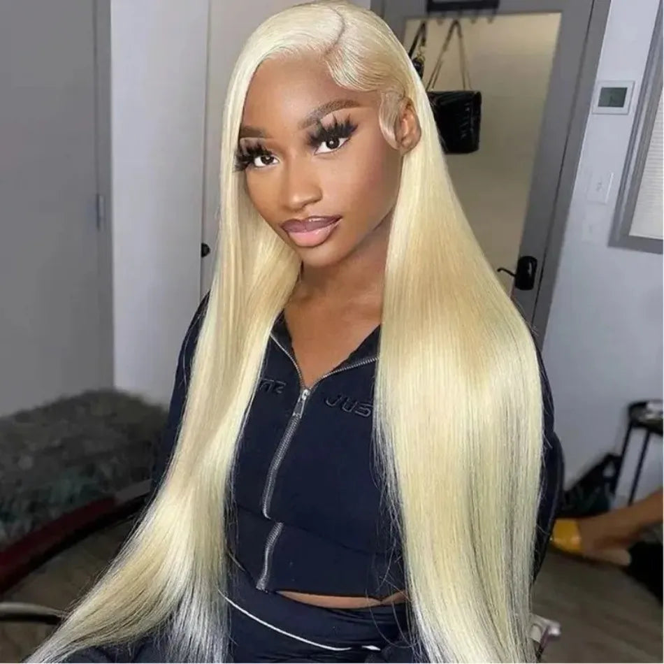 Blonde 613 HD Lace Frontal Straight Brazilian Wig – 40 Inch, 250% Density, 13×6 Transparent Lace