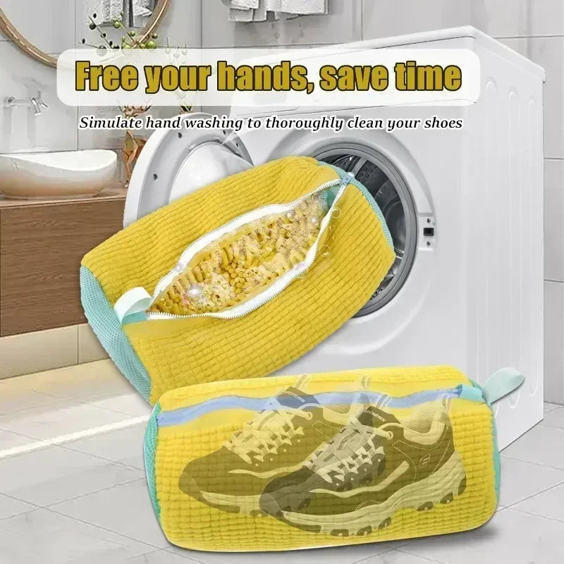 Machine Washable Shoe Washing & Drying Bag – Durable Cotton Laundry Protector with Adjustable Strap
