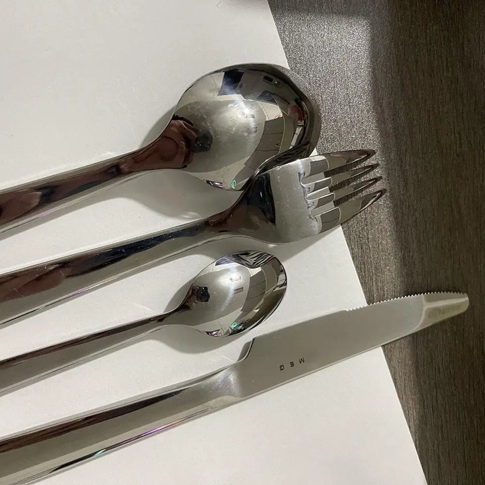 4-Piece Stainless Steel Cutlery Set – Italian Style Fork, Spoon, Knife & Teaspoon for Modern Dining and Gift Use (2025 Edition)