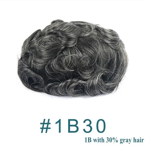 0.12mm Injected Thin Skin Male Hair Toupee | 110%-130% Density | Brazilian Remy Human Hair System