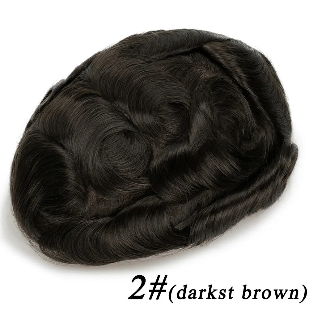 Men's Human Hair Toupee – Hollywood Skin & Lace Base, 6x8 / 7x9 / 8x10