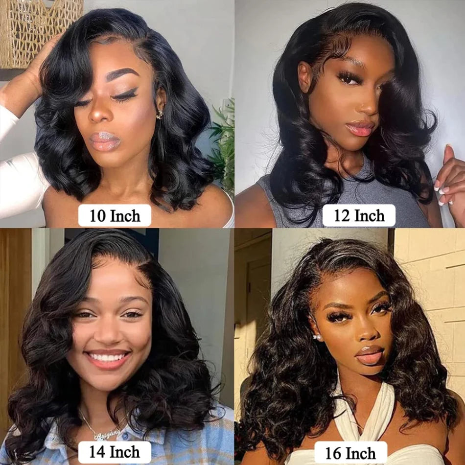 Frolo Bob Wig 5x5 HD Lace Closure Short Glueless Body Wave Human Hair Wig (220 Density, Brazilian Remy, 8–16 Inch)