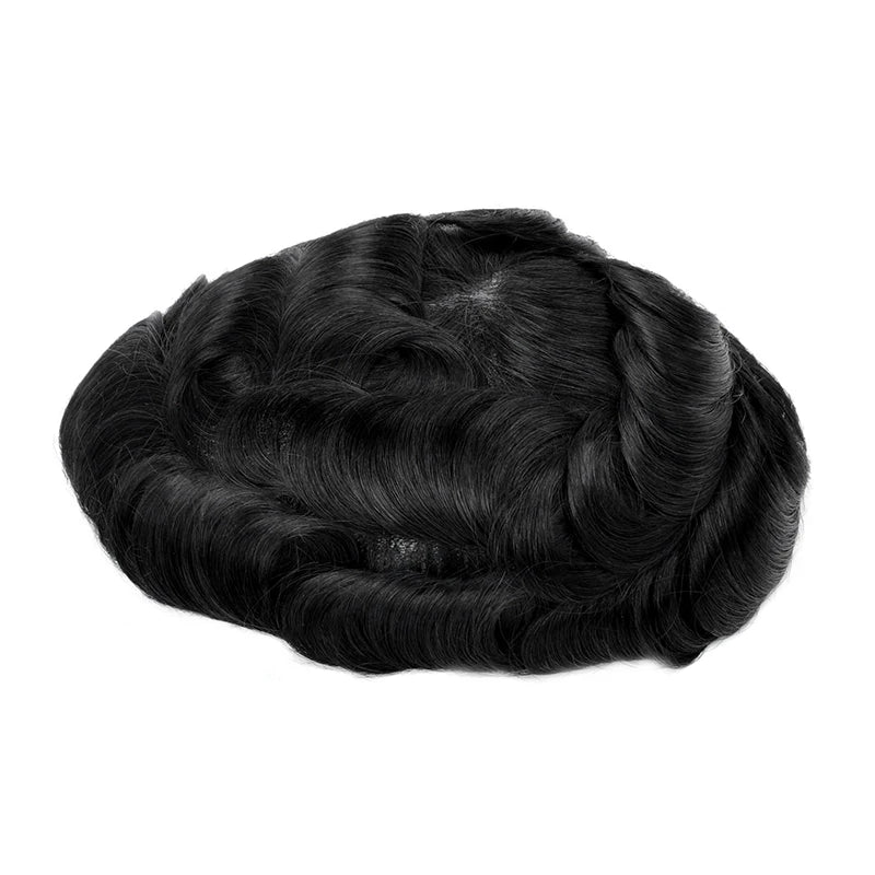 Topunique Full Swiss Lace Men's Toupee | 90% Light Density Hair System for Men