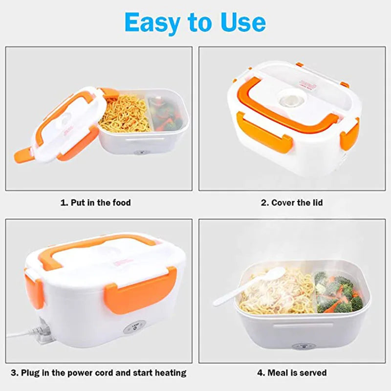 2-in-1 Electric Lunch Box – Dual Use for Home & Car, Stainless Steel Food Warmer (12V/24V/110V/220V)