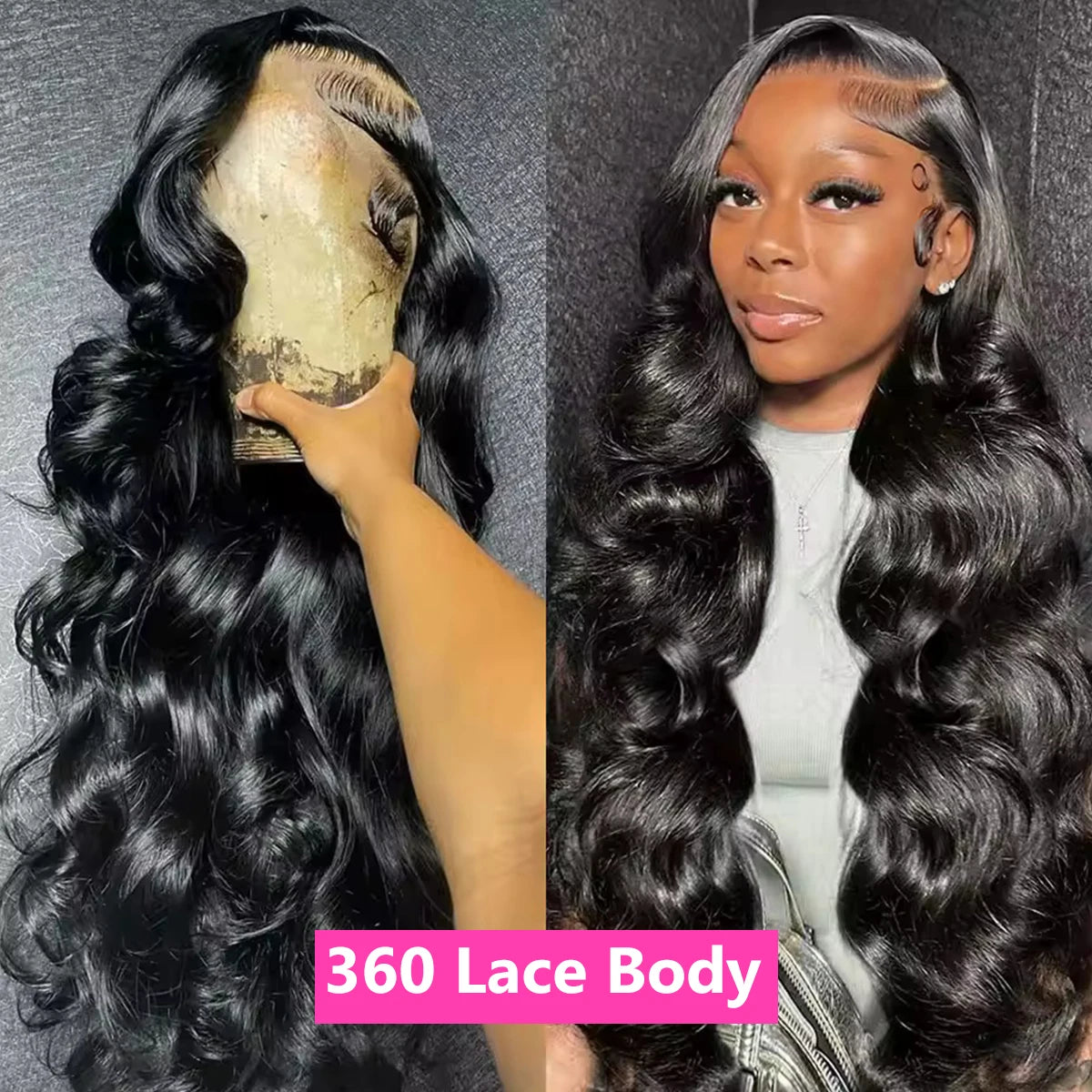 Bling Hair Body Wave 13x6 Lace Front Human Hair Wig (13x4 Option, Transparent Lace, 30–32 Inch, 180% Density)