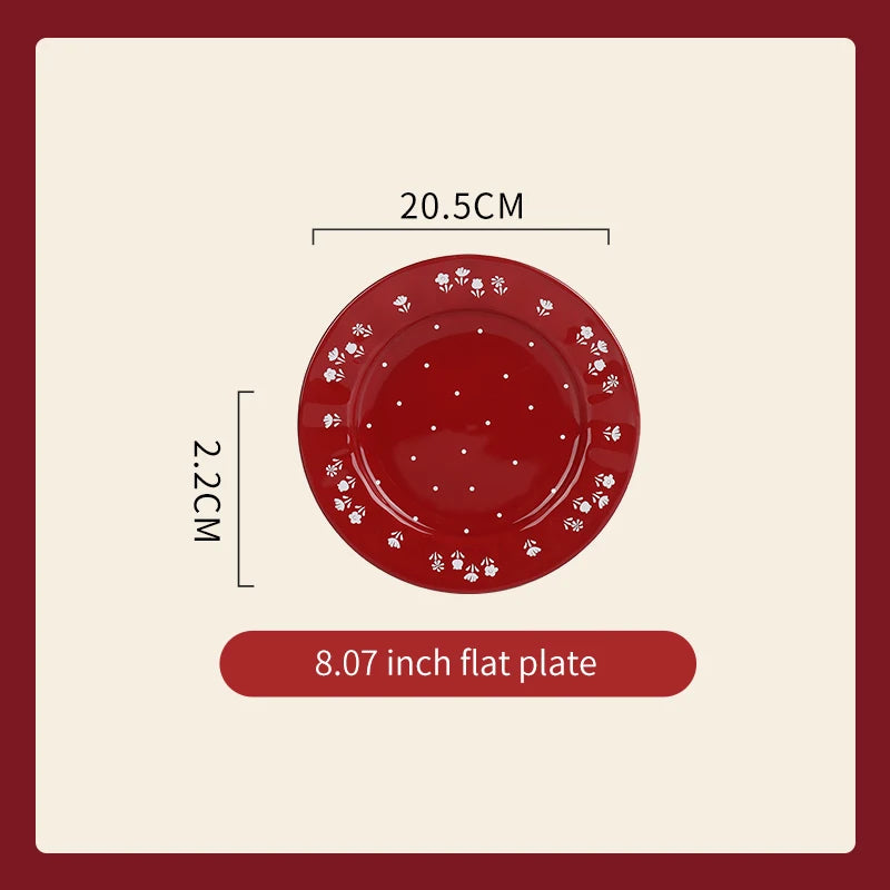 Vintage Floral Ceramic Dinnerware Set – Retro Soup Bowls, Salad & Pasta Plates, Microwave Safe Porcelain Tableware