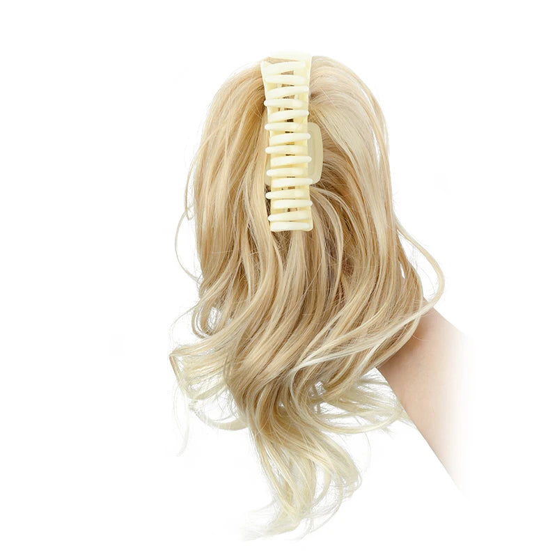 Curly Claw Clip Ponytail Extension | Synthetic Short Curly | 12 Inch | 80g | Black Brown Blonde
