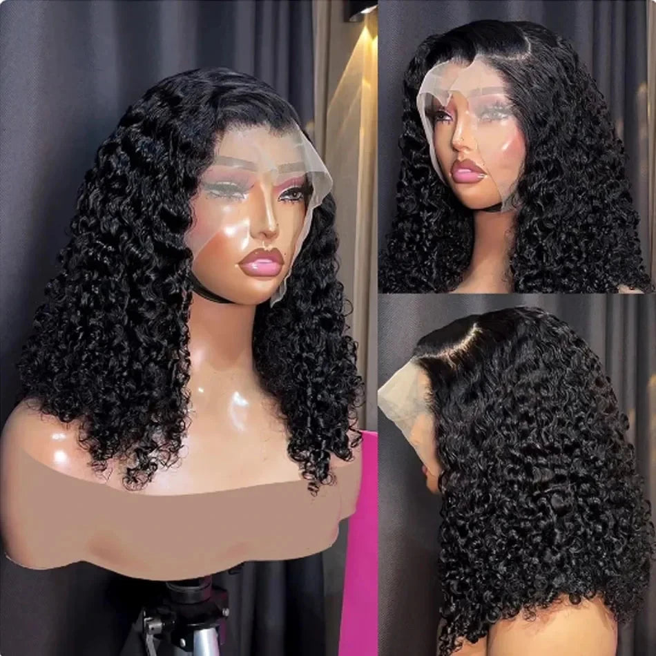 1B Natural Jerry Curly Bob 13x4 HD Lace Front Wig (Virgin Human Hair, 250% Density, 4–16")