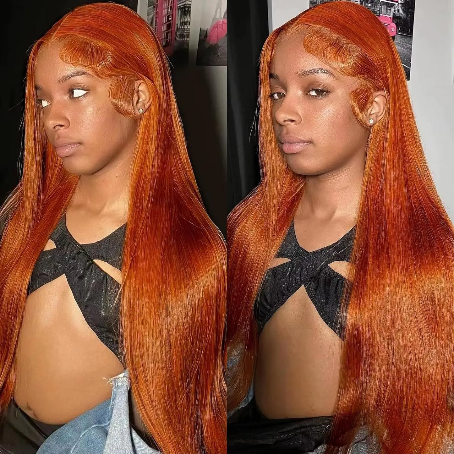 Ginger 13x6 HD Lace Front Wig – 100% Human Hair, Straight #350 Color, Pre-Plucked Hairline (220% Density)