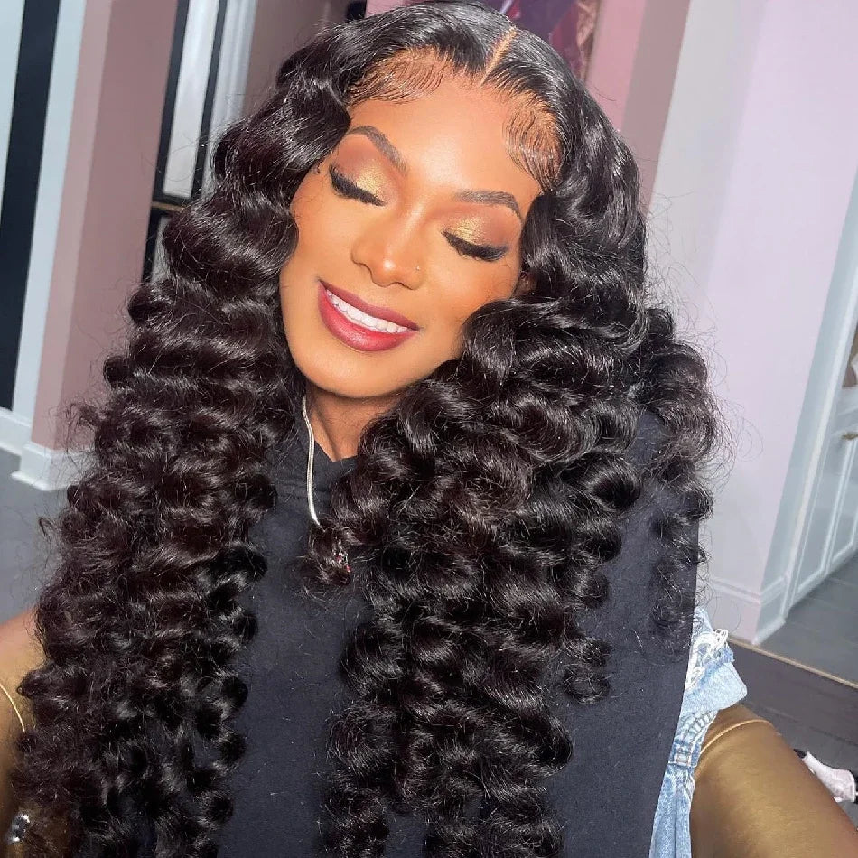 HD 13x6 Loose Natural Wave Lace Front Human Hair Wig – 250% Density, 30–40 Inch, Transparent Full/Frontal Lace