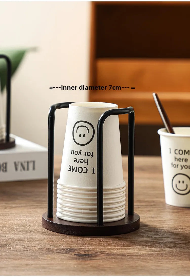 Wooden Disposable Cup Holder – Tea & Water Cup Dispenser Rack Organizer