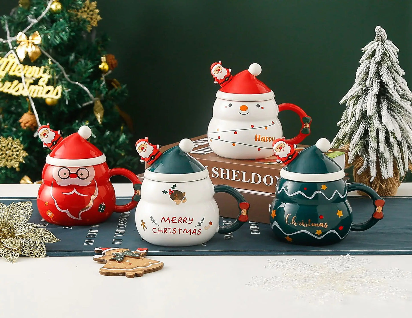 Christmas Ceramic Mug – Nordic Style Santa & Snowman Cup Gift for Holiday Season