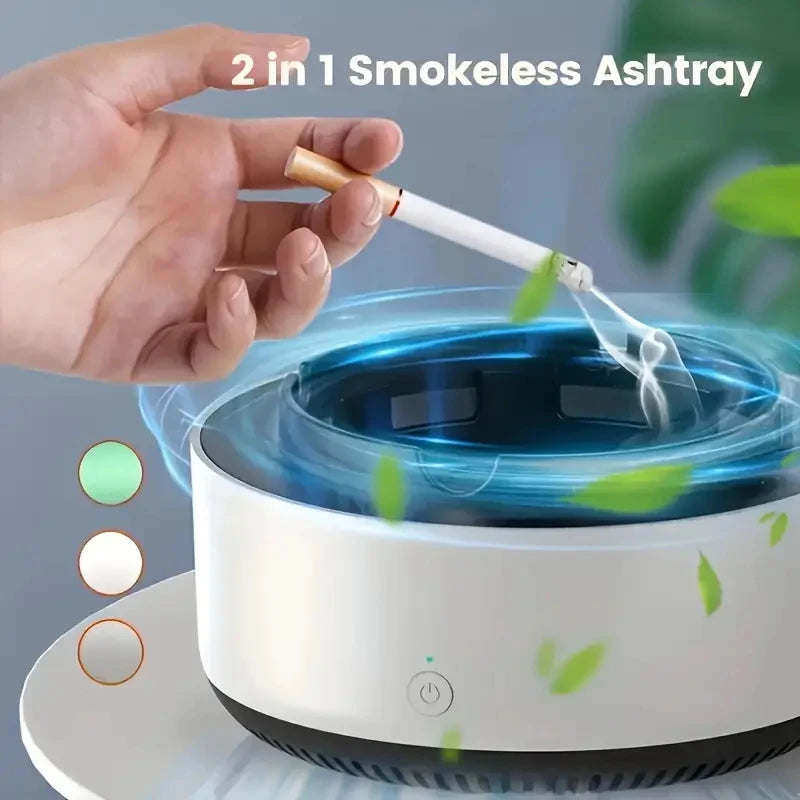 2-in-1 Smokeless Ashtray with Odor-Reducing Filter | Portable (Batteries Not Included)