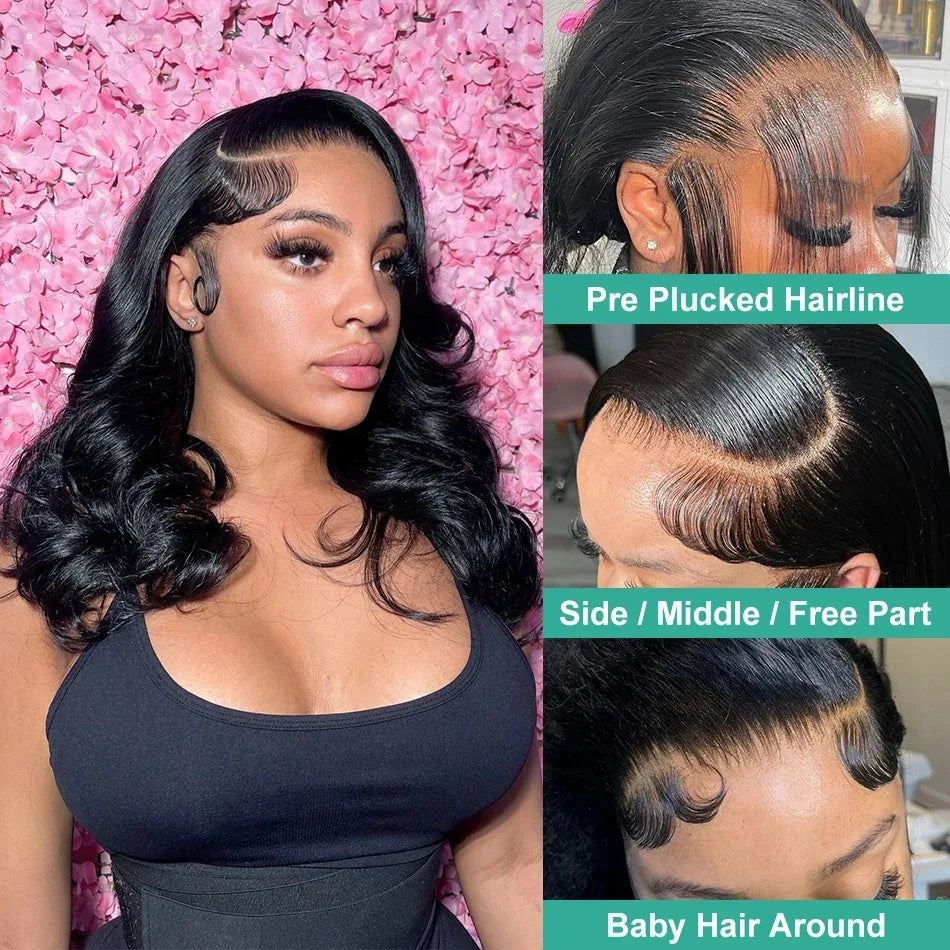 Body Wave Bob Wig 13x6 Transparent Lace Frontal Brazilian Human Hair Wig – Virgin Remy, 180% Density