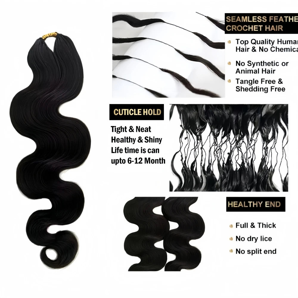 Body Wave Pre-Separated Crochet Hair Extensions – 100% Remy Human Hair