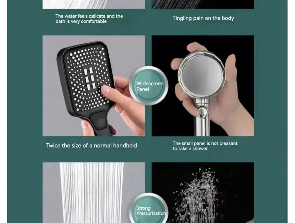 Adjustable 3-Mode Rainfall Shower Head | High-Pressure Water-Saving Handheld Shower – Gold Finish