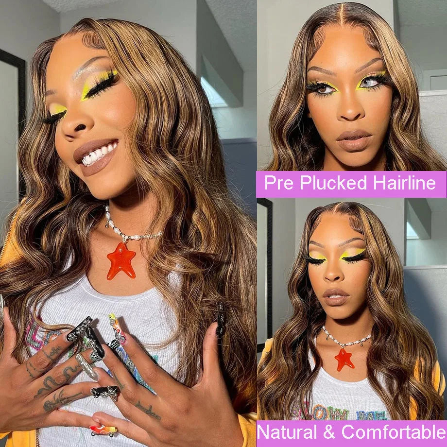 Body Wave Highlight 13x6/13x4 HD Lace Front Wig (Brazilian Human Hair, 30 Inch)