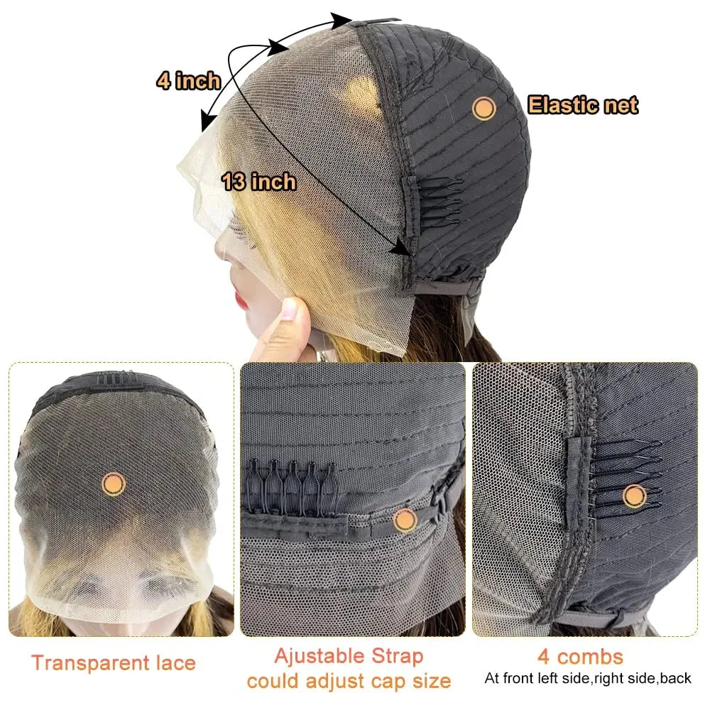 4/27 Ombre Highlight Body Wave Short Bob HD Lace Front Human Hair Wig (13x4, Brazilian Virgin, Pre-Plucked)