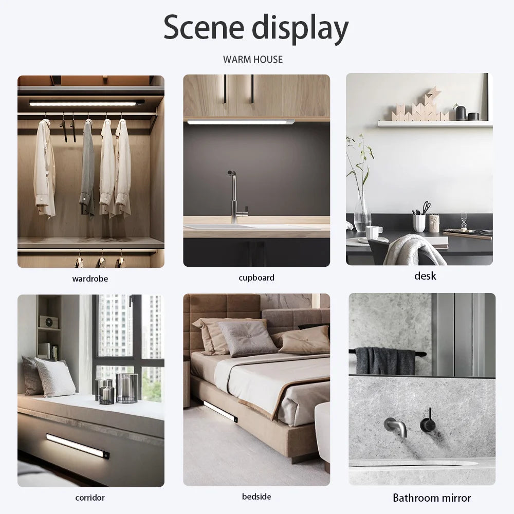 Wireless Motion Sensor LED Light – USB Rechargeable Night Lamp for Closet, Cabinet & Kitchen