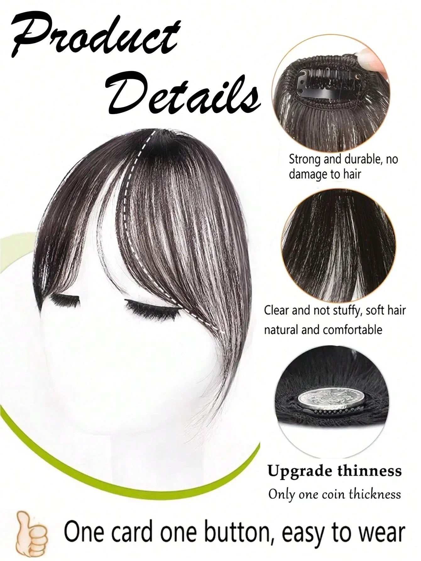 Middle Part Clip-in Bangs | Natural Seamless Hairpiece | 12 Colors