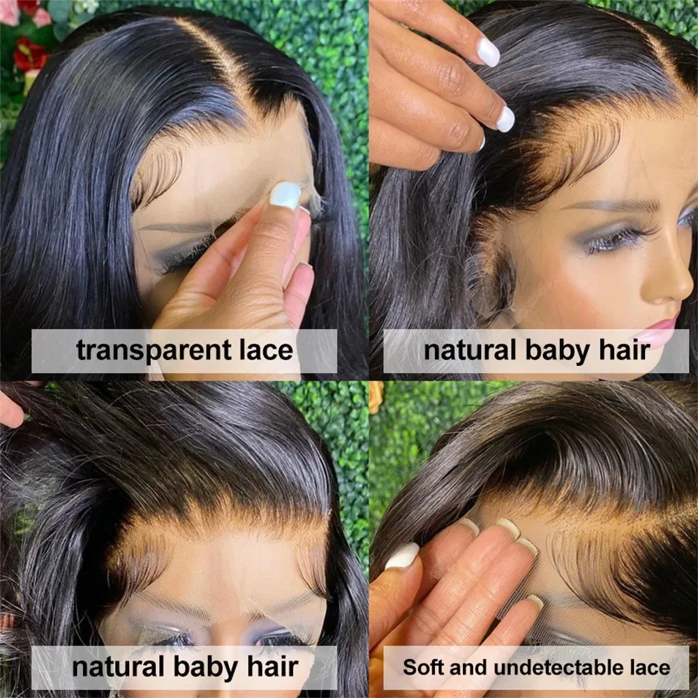HD Transparent 13x4 · 13x6 Body Wave Lace Front Human Hair Wig – 30/36 Inch Pre-Plucked Brazilian Wig