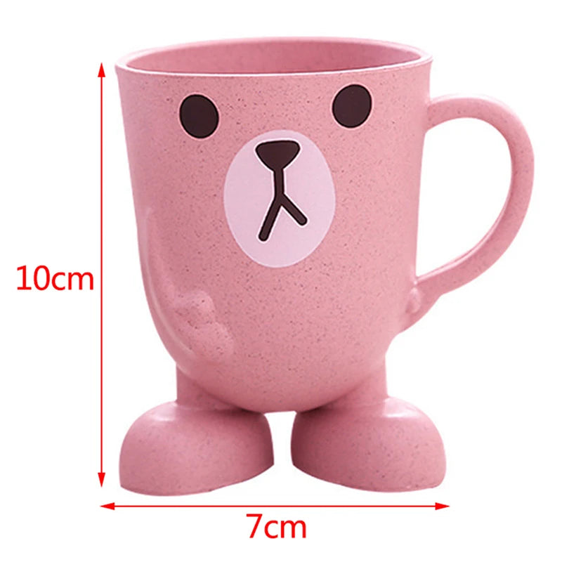 Cute Cat Mouthwash & Toothbrush Cup – Cartoon Plastic Mug for Home & Travel