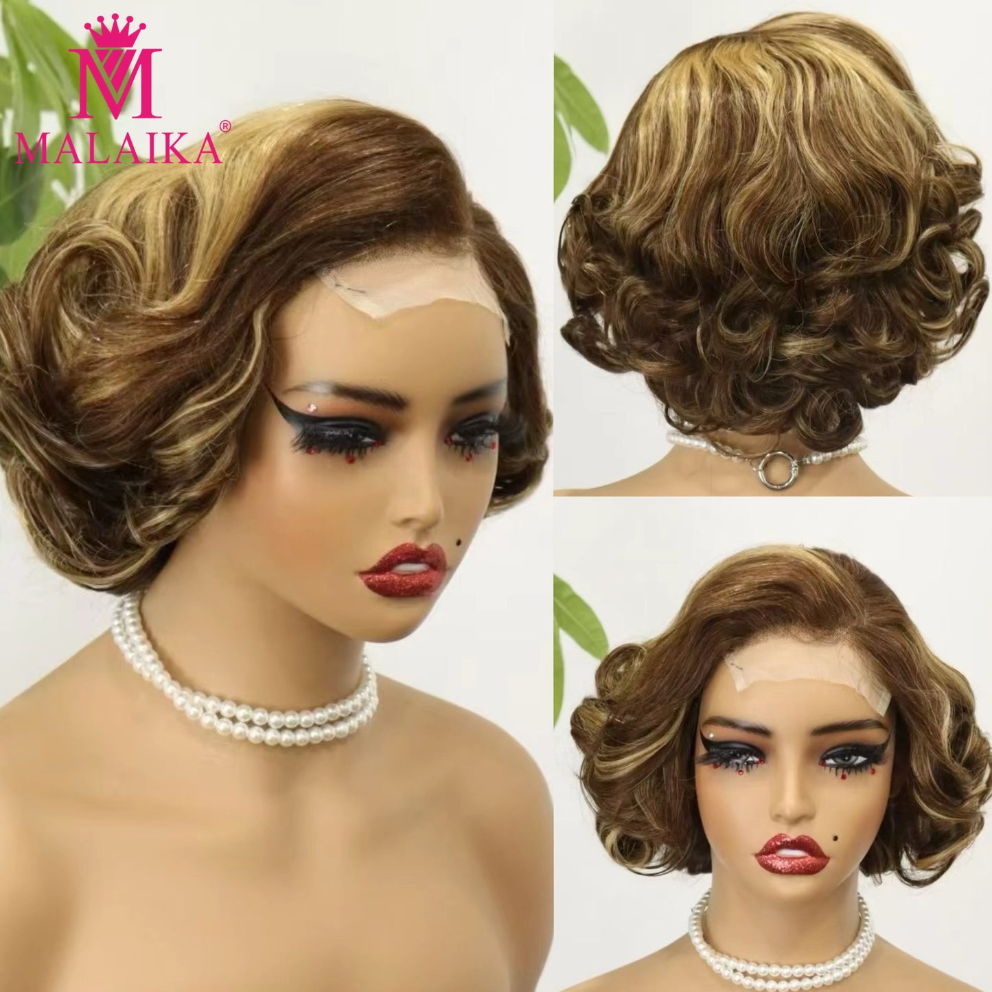 MALAIKA 4/27 Loose Wave Bob Wig – 4x4 Transparent Lace Closure (Brazilian Remy Human Hair)