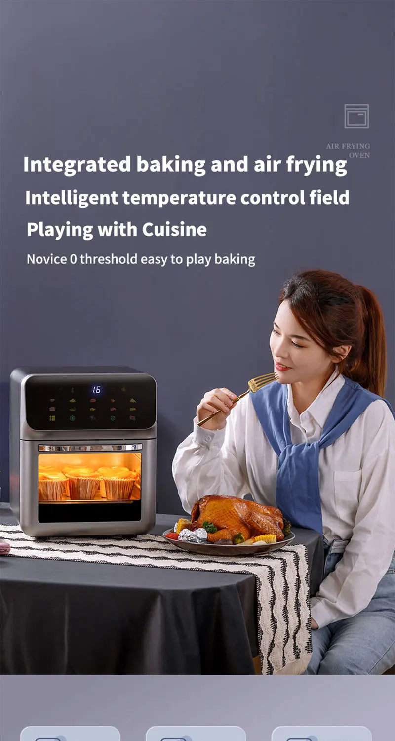 Smart 10L Oil-Free Air Fryer Oven with 360° Hot Air Convection — Large Capacity Electric Cooker for Healthy Home Cooking