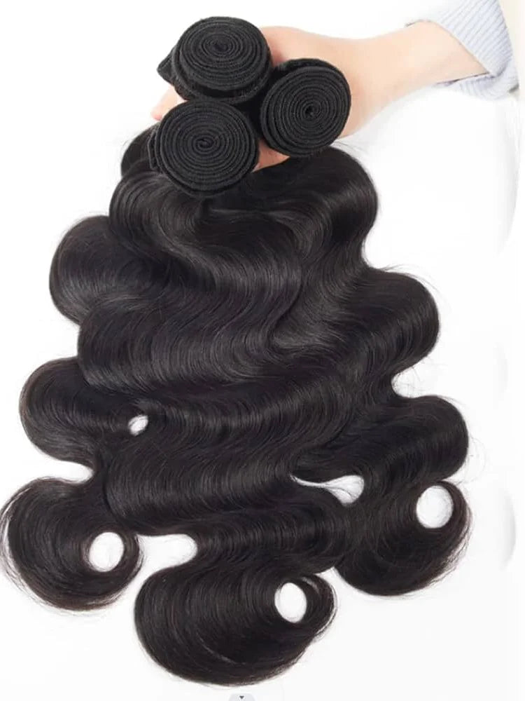 10A Brazilian Raw Body Wave Hair Bundles (30–40 Inch, Double Weft, 1/3/4 Bundles)