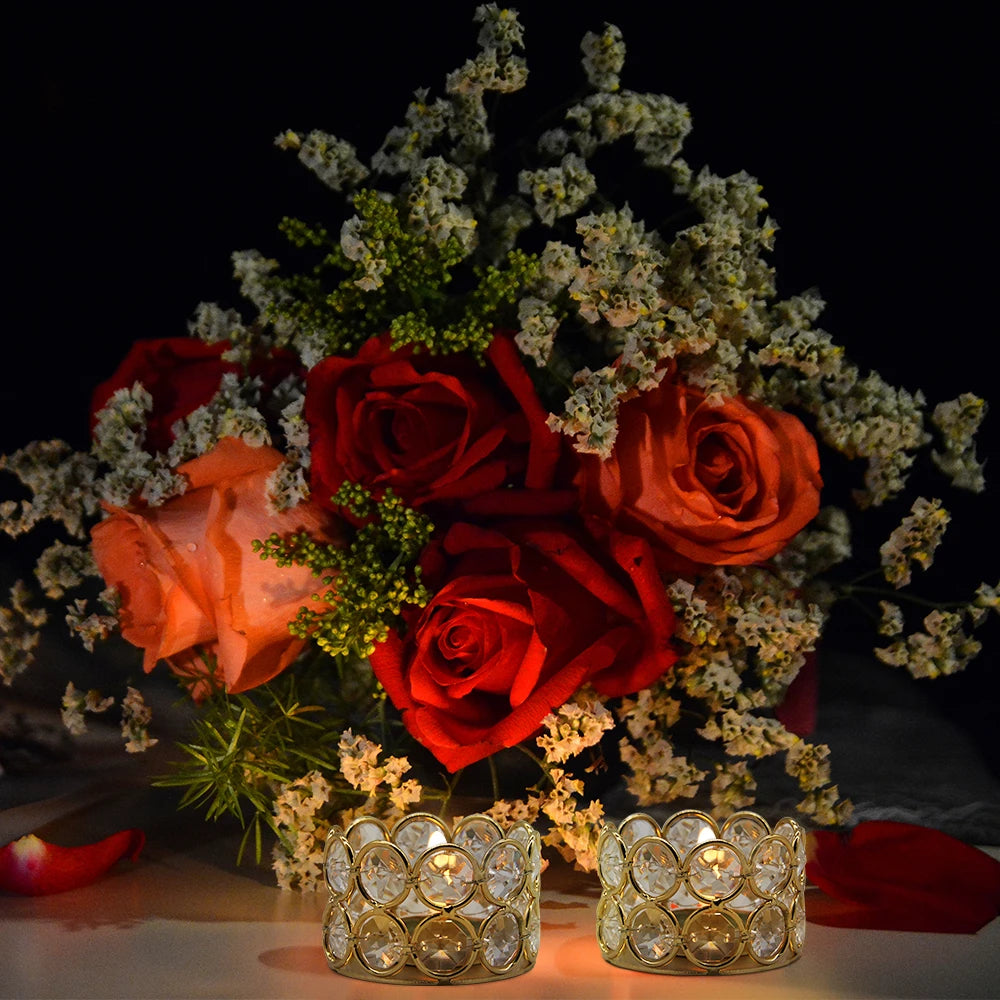 24PCS Crystal Gold Votive Candle Holders – Elegant Decorative Tealight Holders for Weddings, Parties & Gifts