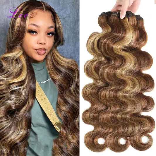 Highlight Ombre Body Wave Hair Bundles | 100% Brazilian Remy Human Hair | #613 & 4/27 | 16-34 Inch