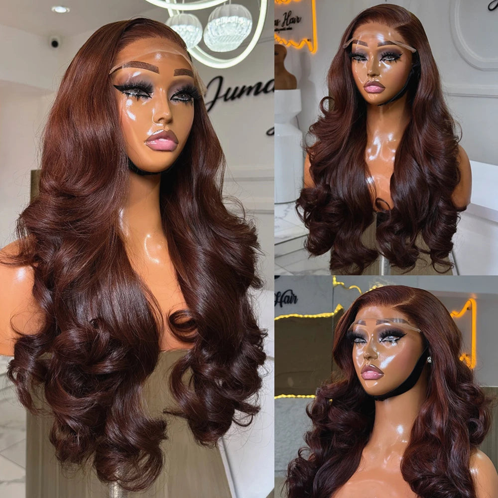 Body Wave Chocolate Brown 13x6 HD Lace Front Human Hair Wig – Pre-Plucked & Colored