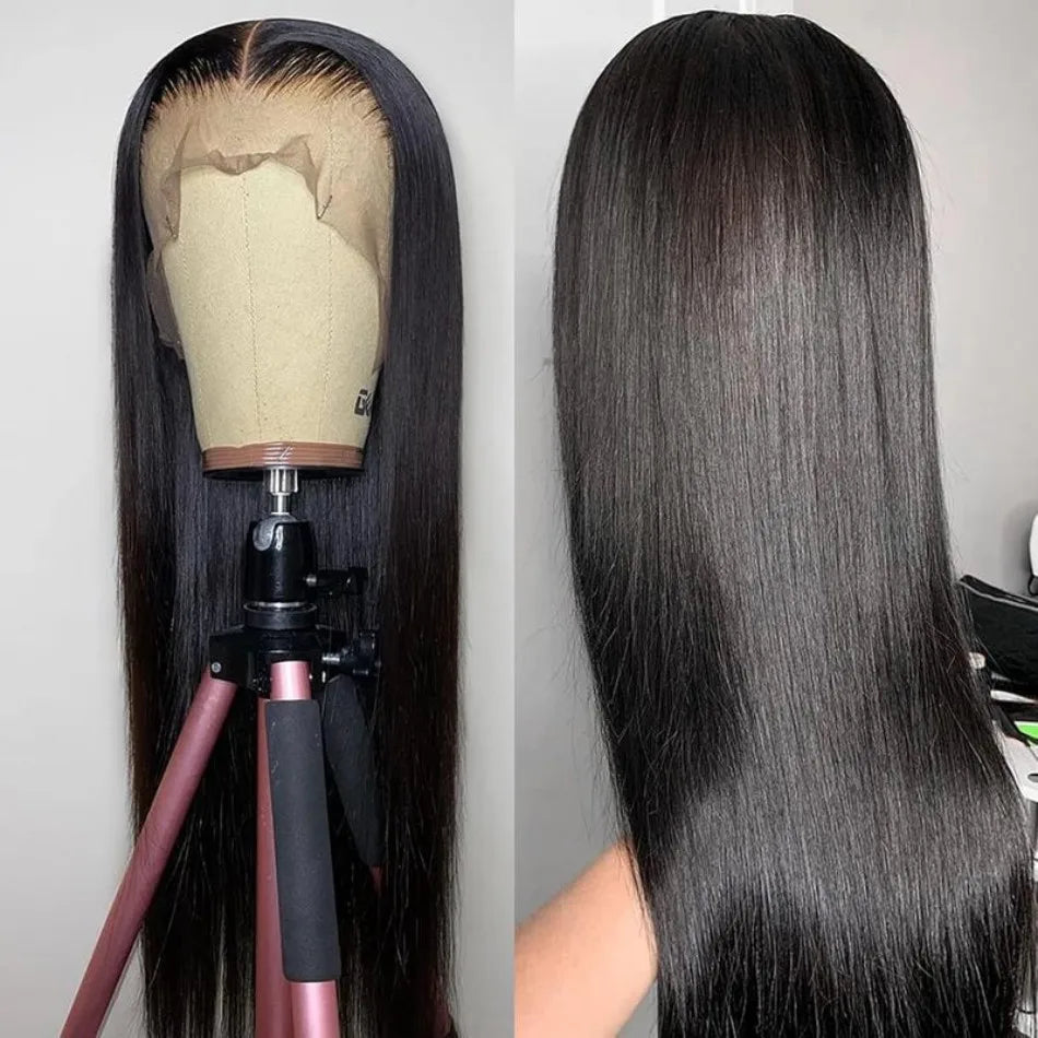 40 Inch Straight Glueless HD Lace Front Human Hair Wig (13x6 / 13x4) – 250% Density Natural Black