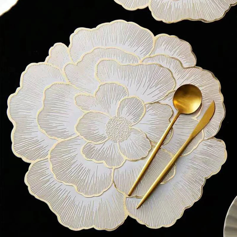 PVC Floral Placemat – Elegant Heat-Resistant Table Mat for Dining & Home Decor